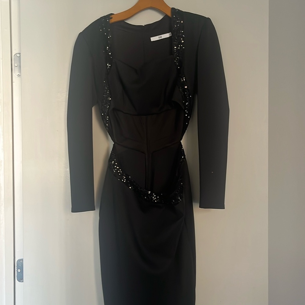 Sho by Tadashi Shoji Black Sequined Cutout